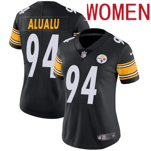 Women Pittsburgh Steelers 94 Tyson Alualu Nike Black Vapor Limited NFL Jersey